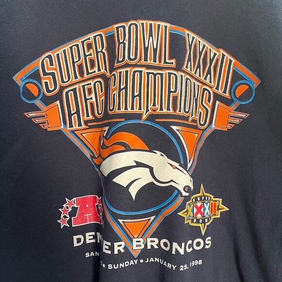 VTG Blue Denver Broncos Super Bowl XXXII Sweater Size Large - Picture 2 of 4